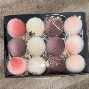 NEW VELVET Pink and Cream CHRISTMAS ORNAMENTS